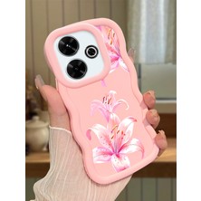 Ucuc Redmi 13/13X Uyumlu Pembe Silikon Kılıf Kamera Korumalı Darbe Emici Tasarım Şık Baskı Kılıf