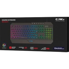 Tech Butiq Nexus K1 Rgb Full Membran 104 Tuşlu Ekstra Multimedya/rollover Ses Kontrol Mekanizmalı & Reflex Örgü Kablolu Gaming Klavye (11 Farklı Rgb Efektli)