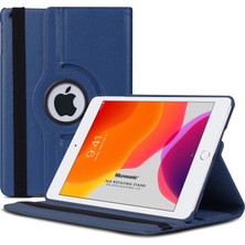 Tech Butiq iPad 10.2'' 9. Nesil (A2602-A2604-A2603-A2605) Için Kılıf 360 Rotating Stand Deri Lacivert [ipad 9.nesil 10.2 ile Uyumlu Kılıf - Lacivert]