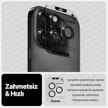 Tech Butiq 16 Pro / 16 Pro Max ile Uyumlu Orijinal Safir Cam (%99.9 Saflıkta Gerçek Safir) Cihazın Kendi Lensleri ile Aynı Materyal Lens Koruyucu Kamera Camı (Siyah)
