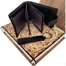 Renas Store Cüzdan Anahtarlık Ahşap Kutulu Set