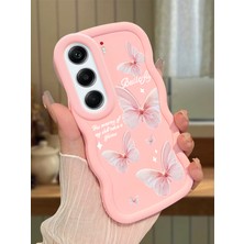 Ucuc Tecno Camon 40(Cm5) Uyumlu Pembe Silikon Kılıf Kamera Korumalı Darbe Emici Tasarım Şık Baskı Kılıf