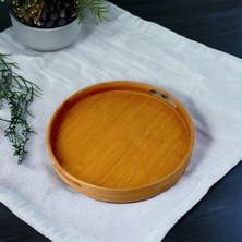 Tech Butiq 35CM Yuvarlak Bambu Servis Tepsisi, Ahşap Yuvarlak Tepsi, Bambu Tepsi (35CM*35.CM*6CM)