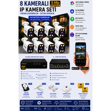 Prolife 8 Kameralı 5 MP IP Kamera Seti Gece Renkli Ses Kayıtlı Yapay Zeka Destekli Tak-Çalıştır Sistem