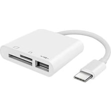 Tech Butiq 5232 USB Type C To Sd Microsd Tf Kart Okuyucu USB 3in1 Çevirici Dönüştürücü Adaptör