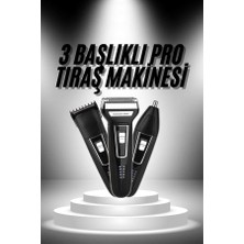 Renas Store 3'lü Set Saç Sakal Kesme Traş Makinesi Burun Kılı Alma Tıraş Makinesi
