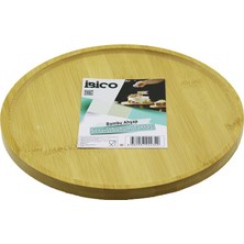 Go İthalat YUVARLAK=24.5CM AYAKLI=4CM KENARLI YÜZEY AHŞAP BAMBU SUNUM TEPSİSİ - MİNİ SOFRA
