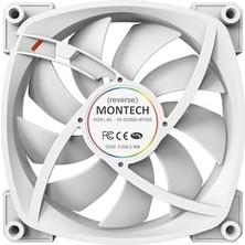 Tech Butiq Montech Rx 120 Argb Ters Fan 1600PWM, Üst Düzey Dayanıklılık, Sessiz Performans ve Çarpıcı Argb Tasarımı (120 Mm, Beyaz)