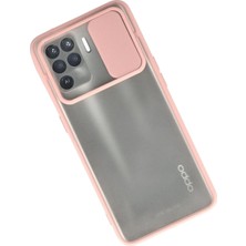 Renas Store Reno 5 Lite Kılıf Palm Buzlu Kamera Sürgülü Silikon - Pembe