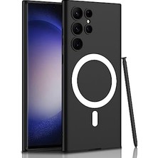 Tech Butiq Zore Galaxy Ile Uyumlu S23 Ultra Kılıf Şarj Özellikli Kıpta Silikon Kapak Siyah