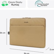 Tech Butiq Mack MCE-1503 14.1" Eco Çevre Dostu 13-14 Inç Yeni MacBook Pro Için Kılıf, Aksesuar Bölmeli Laptop Kılıfı, Ykk Fermuarlı Notebook & Tablet Kılıfı, Camel