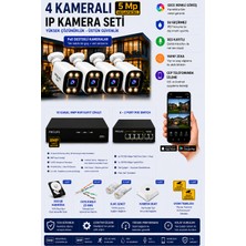Prolife 4 Kameralı 5 MP IP Kamera Seti Gece Renkli Ses Kayıtlı Yapay Zeka Destekli Tak-Çalıştır Sistem