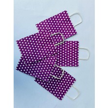 Orbak Kağıtçılık 1.kalite 18X8X24 cm (5 Adet) Mor Renk Beyaz Benekli Kraft Kağıt Çanta,hediye Poşeti,hediye Paketi