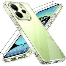 Tech Butiq - Oppo Reno 14F ile Uyumlu Kılıf Kamera Çıkıntılı Korumalı Yumuşak Şeffaf Silikon +9h Ekran Koruyucu Cam Set