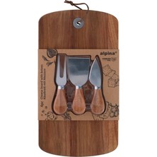 Tech Butiq ALP112 Peynir Tahtası ve Bıçak Seti 4 Parça 32X17,5 cm