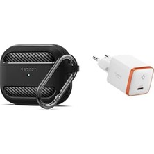 Tech Butiq Airpods Pro (1. Nesil) Kılıf Rugged Armor - ASD00540 30W Usb-C Ultra Mini Hızlı Şarj Aleti