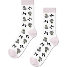 Carnaval Socks Çoklu Kedi Desenli Beyaz Unisex Soket Çorap