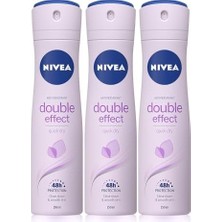 Tech Butiq Kadın Sprey Deodorant Double Effect 48 Saat Anti-Perspirant Koruma 150ML x 3 Adet,pürüzsüz Koltuk Altı