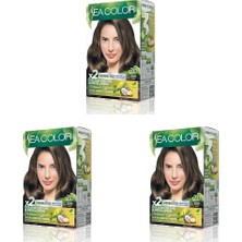 Tech Butiq Sea Color Amonyaksız, Vegan, Doğal, Besleyici Kalıcı Saç BOYASI%100 Beyaz Kapama (1 Paket 2 x 50 ml Boya & Oksidan) (Kumral 7.0) (3 Paketi)