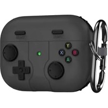 Tech Butiq Caseonn Kılıf Retro Gamepad Siyah Siyah Galaxy Buds 3 ile Uyumlu
