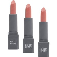 Tech Butiq Uzun Süre Kalıcı Yoğun Renk Veren Nemlendirici Parlak Ruj - Glossy Lipstick 301 Bright Pink (3 Paketi)