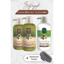 Tech Butiq Zeytinyağlı Şampuan 600 ml x 2 Adet, Saç Kremi ve Şampaun Fırçası
