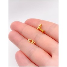 Tech Butiq Mıth Sb Takı Tragus Piercing, Taşlı Çengelli Iğne, 316L Cerrahi Çelik, 1.2mm Kalınlık, 8mm Boy, Altın Renk