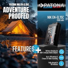 Tech Butiq Patona EN-EL15C Platinum Batarya Yedek En EL15 EL15B EL15C 2600MAH Usb-C 1 V1 D7000 D7100 D7200 D7500 D500 D600 D610 D750 D780 D800 D8100 ile Uyumlu D8500 Z5 Z5II Z6 Iı Iıı Z7 Z7II Z8 Zf
