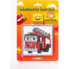 Tech Butiq Manyetik Blok Çift Taraflı 9 Parçalı Mıknatıslı Itfaiye - Traktör Puzzle - 2 Görsel Yapboz
