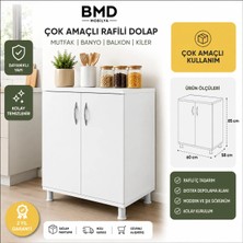 Bmd Mobilya Çok Amaçlı Mutfak Dolabı 60x58x85 cm | Raflı Balkon Banyo Kiler Düzenleyici Dolap