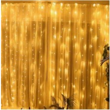 Tech Butiq Kumandalı 8 Ayrı Moda Sahip 3MX3M (300 cm x 300 Cm) Perde LED 10 Saçaklı Gün Işığı