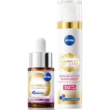 Tech Butiq LUMINOUS630 Aydınlatıcı ve Leke Karşıtı Cilt Bakım Seti, SPF50 Yüz Güneş Kremi 40ML, Serum 15ML