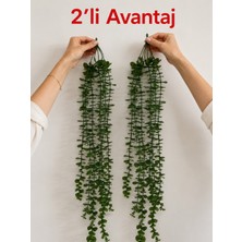 B&Nine 2'li Yapay Çiçek Sekiz Dallı Yeşil Okaliptus Saksısız Uzun Sarkıt