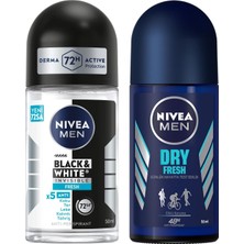 Tech Butiq Men Erkek Roll On Deodorant Dry Fresh 72 Saat Anti-Perspirant Koruma, Ekstra Kuruluk, 50 ml + Men Erkek Roll On Deodorant & Invisible Fresh 48 Saat Anti-Perspirant Koruma, 50 ml
