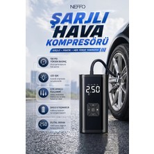 Neffo 150 Psı Şarjlı Hava Kompresörü 4500MAH | LCD Ekranlı Taşınabilir Lastik Şişirme Pompası