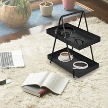 Tech Butiq 2 Katlı Siyah Metal Banyo ve Mutfak Rafı Model 1