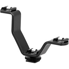 Tech Butiq Için V Bracket Üç Girişli Flaş, Led, Mikrofon Tutucu Ufak