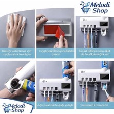 Tech Butiq Akıllı Uv Sterilizasyonlu Diş Fırçası Tutucu ve Otomatik Diş Macunu Dispenseri – Sensörlü Çalışma, Güneş Enerjili Şarj, Duvara Monte, Çoklu Fırça Kapasiteli, Hijyenik Kurutma Özellikli Modern Banyo Or