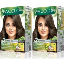 Tech Butiq Sea Color Amonyaksız, Vegan, Doğal, Besleyici Kalıcı Saç BOYASI%100 Beyaz Kapama (1 Paket 2 x 50 ml Boya & Oksidan) (Yoğun Küllü Kumral 7.11) (2 Paketi)