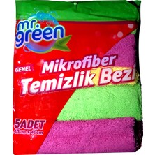 Mr. Green 5 Adet Mikrofiber Temizlik Bezi 40x40 cm Çok Amaçlı Kullanım için Ergonomik Tasarım
