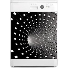 Tech Butiq Bulaşık Makinesi Kaplama Beyaz Eşya Kaplama 3D Tünel Kareler