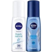 Tech Butiq Kadın Pump Sprey Deodorant Fresh Natural 75ML ve Men Erkek Pump Sprey Deodorant Fresh 75ML