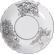 Güral Porselen Rose  El Dekoru 12 cm Çay Tabağı Gümüş Işleme 8020