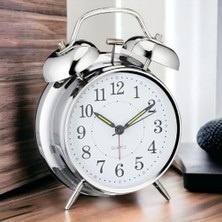 Tech Butiq Akar Saniyeli Nostaljik Büyük Boy Masa Çalar Saat Yüksek Alarm Sesi 16,5cm Hediyelik Işıklı Parlak Akrep Yelkovan
