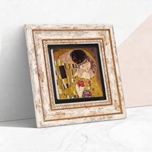 Tech Butiq Gustav Klimt Öpücük Taş Duvar Tablosu - Çerçeveli Taş Tablo - Dekoratif Duvar Sanatı - Modern Ev ve Ofis Duvar Dekoru K1-25