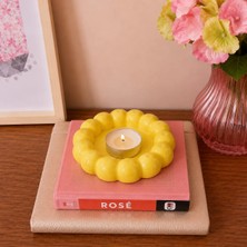 Atiye Studio Baloncuklu Dekoratif Bardak Altlığı Tealight Mumluk Takı & Anahtarlık Tabağı –sarı El Boyaması