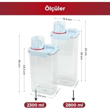 Tech Butiq Pikas 2'li Büyük Boy Saklama Kabı – Ölçekli Kapak, Sızdırmaz Erzak Bakliyat ve Deterjan Için Çok Amaçlı Set
