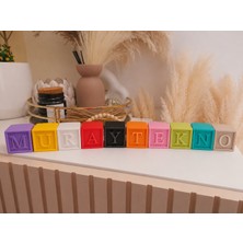MurayTekno -Dekoratif Alfabe Harf Küp 5X5X5 cm Bebek Odası Doğum Günü Baby Shower Düğün Masa Dekoru-1 Adet(Kırmızı)
