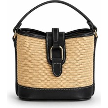 PaminBags Aksesuar Paminbags Kemer Tokalı Mini Hasır Garnili Çanta PMN0042