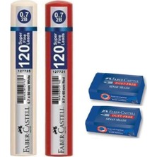 Faber-Castell 0.7 mm Mavi Renk 120'li Kalem Uçları 2'li + Sınav Silgisi 2'li Set